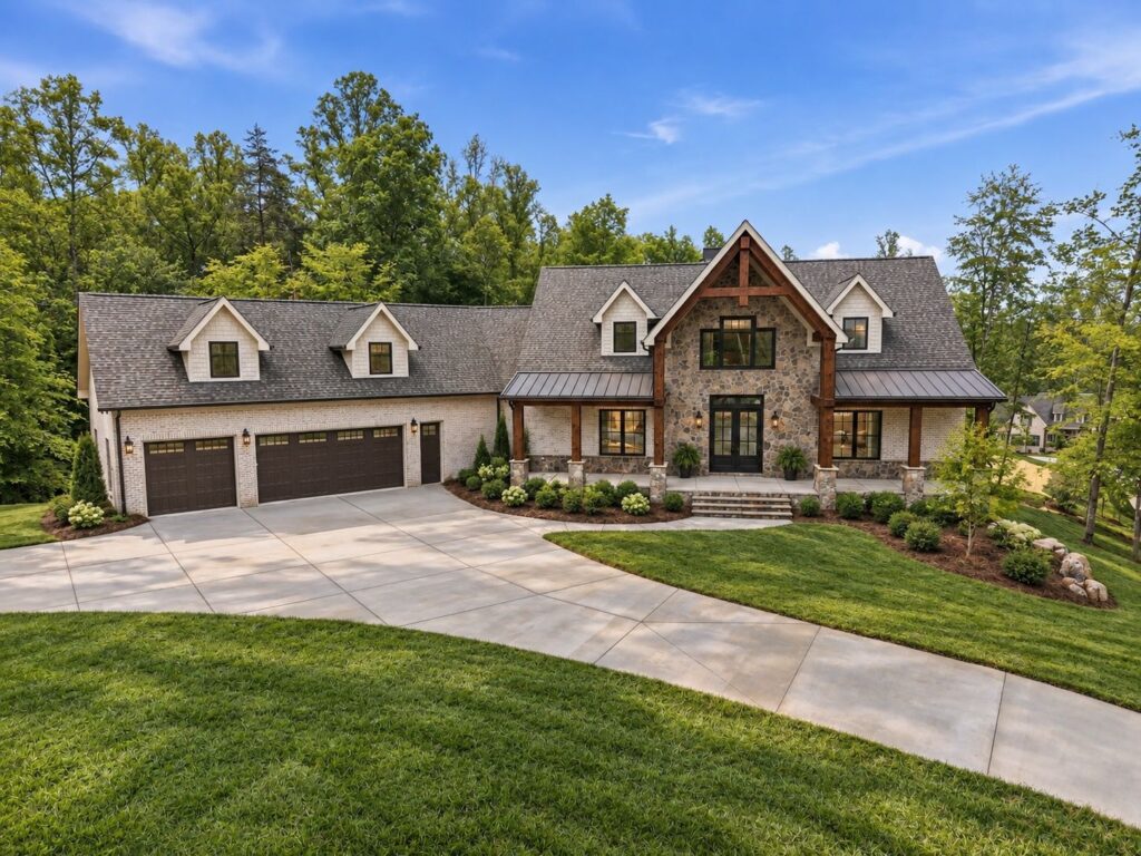 The Timberstone by WOLFE: front exterior with timber gable