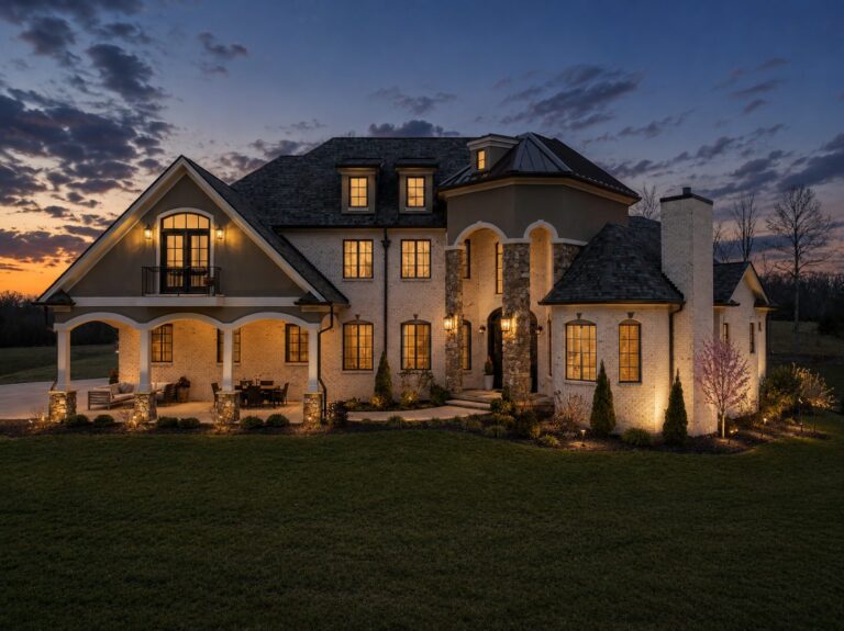 6771 ColdWater Terrace by WOLFE (The French Chateau): front exterior at dusk