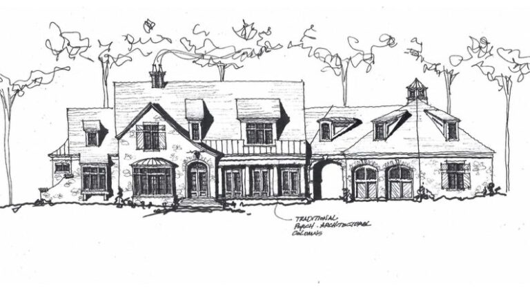 Lake Chateau by WOLFE: architectural sketch of the front elevation